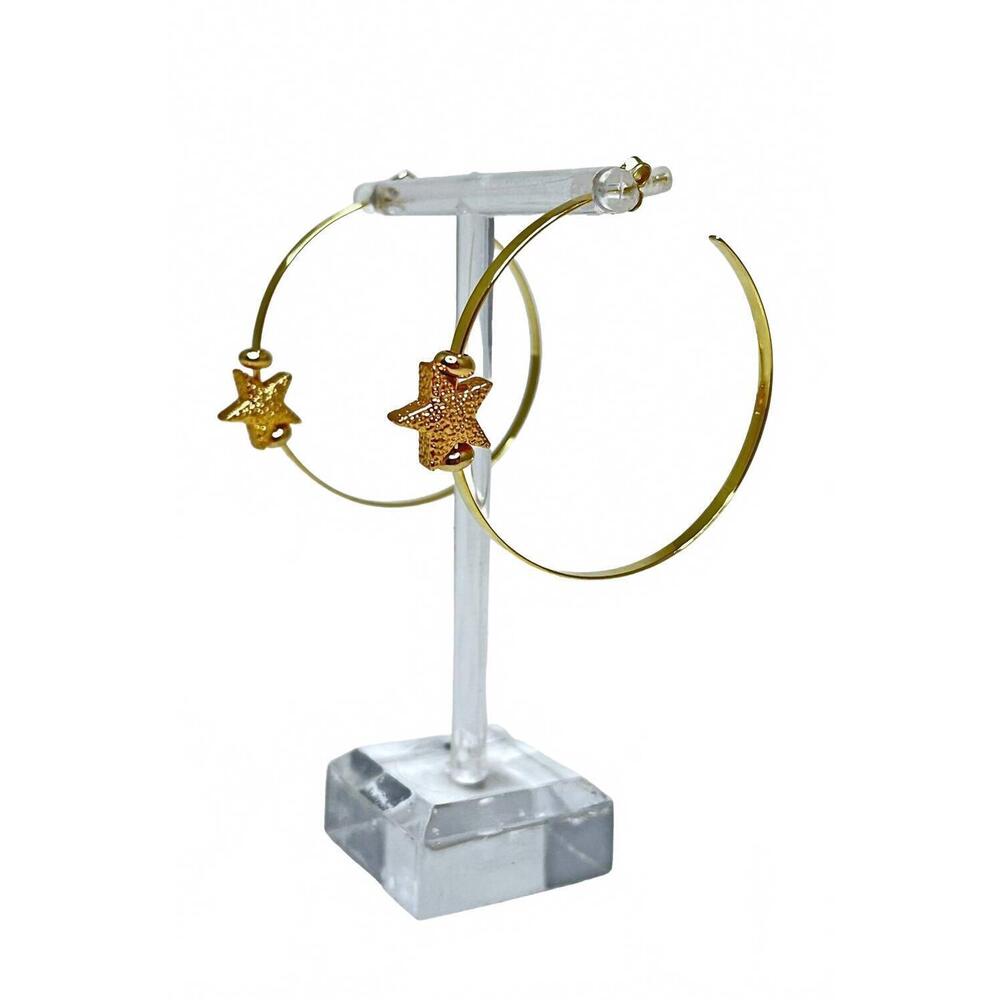 NEW LUCKY STAR JEWELS caroline star hoop earrings in gold